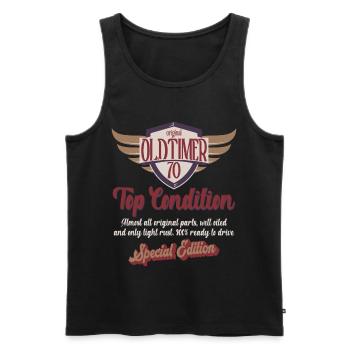 70 Jahre Oldtimer Top Zustand 70. Geburtstag - Männer Premium Bio Tank Top - Schwarz - Vorne - Michal (187cm)