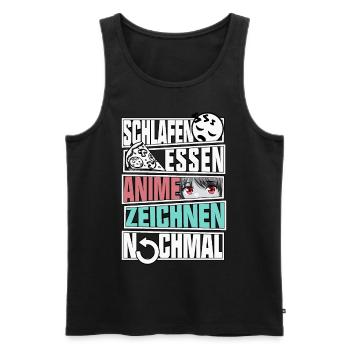 Anime Zeichnen Malen Manga Geschenk Japan Design - Männer Premium Bio Tank Top - Schwarz - Vorne - Michal (187cm)