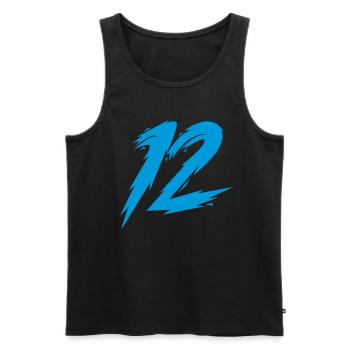 12 - Men's Premium Organic Tank Top - black - Front - AI Model Male 178 light (178cm)