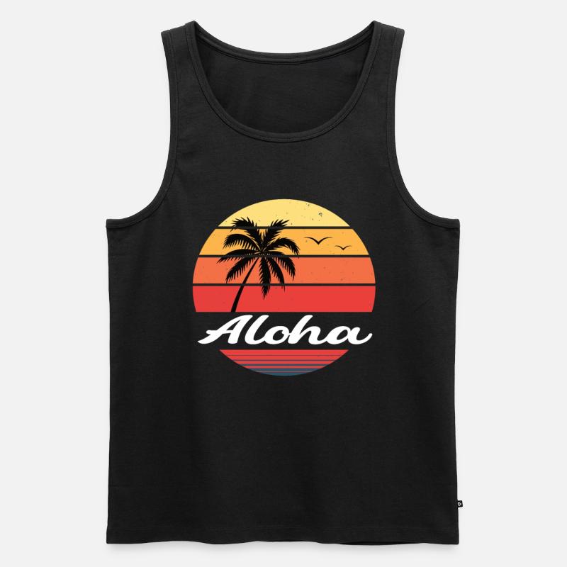 Palmen Aloha - Männer Premium Bio Tank Top - Schwarz