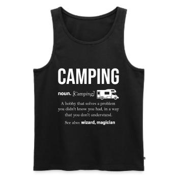 Camping - Débardeur bio Premium Homme - noir - Devant - Michal (187cm)