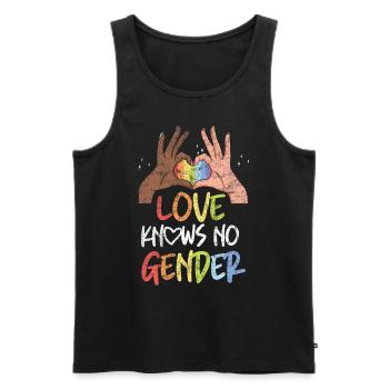 LGBT Pride Rainbow Love Knows No - Men's Premium Organic Tank Top - black - Front - Michal (187cm)