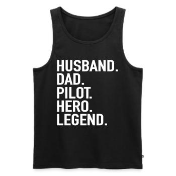 Husband Dad Pilot Hero Legend - Airplane Pilot Dad - Men's Premium Organic Tank Top - black - Front - AI Model Male 178 light (178cm)