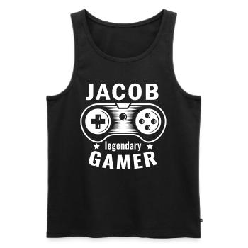JACOB Legendary Gamer Personalized Name Gift - Débardeur bio Premium Homme - noir - Devant - AI Model Male 178 light (178cm)