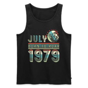 July 1979 Vintage Lion Gift - Men's Premium Organic Tank Top - black - Front - Michal (187cm)