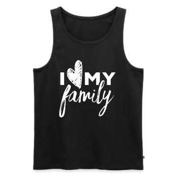 J’aime Ma famille Famille Familles Parents - Débardeur bio Premium Homme - noir - Devant - AI Model Male 178 light (178cm)
