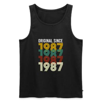 Vintage Original Since 1987 Anniversaire Année de naissance - Débardeur bio Premium Homme - noir - Devant - AI Model Male 178 light (178cm)