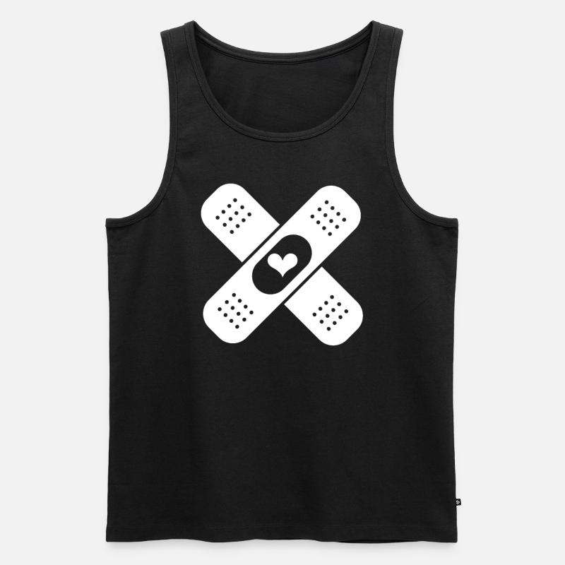 Pflaster Herz - Männer Premium Bio Tank Top - Schwarz