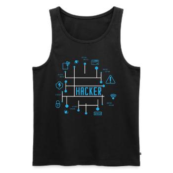 Hacker - Männer Premium Bio Tank Top - Schwarz - Vorne - AI Model Male 178 light (178cm)