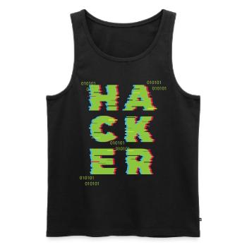 Hacker 0101 - Men's Premium Organic Tank Top - black - Front - Michal (187cm)