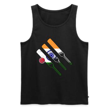 Match de cricket Drapeau indien de cricket indien - Débardeur bio Premium Homme - noir - Devant - Michal (187cm)