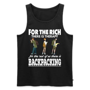 Reiche haben Therapie Wir sind Backpacker - Männer Premium Bio Tank Top - Schwarz - Vorne - AI Model Male 178 light (178cm)