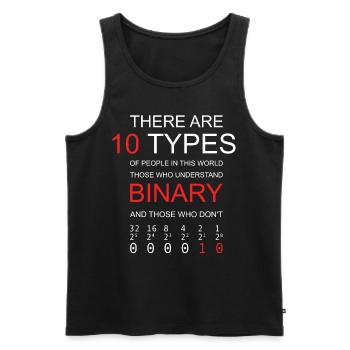 10 TYPES OF PEOPLE BINARY Programmer Joke Funny - Men's Premium Organic Tank Top - black - Front - AI Model Male 178 light (178cm)