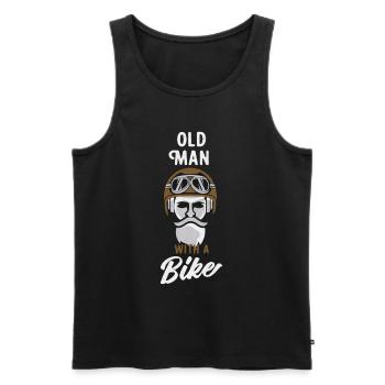 Old Man Motorcycle Club Vintage Grunge Biker - Men's Premium Organic Tank Top - black - Front - Michal (187cm)