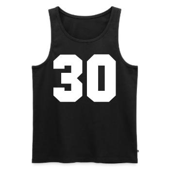30 - Nombre 30 - Débardeur bio Premium Homme - noir - Devant - AI Model Male 178 light (178cm)