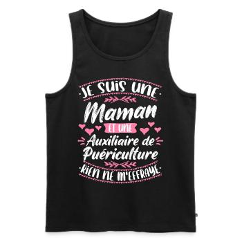 Auxiliaire puériculture humour - Débardeur bio Premium Homme - noir - Devant - Michal (187cm)