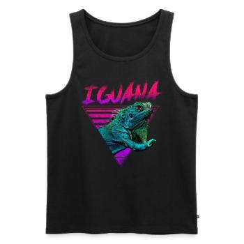 Iguana 80'S Vaporwave - Männer Premium Bio Tank Top - Schwarz - Vorne - AI Model Male 178 light (178cm)