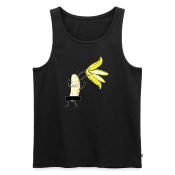 Strip-tease Banane I FKK Barre de censure pour strip-teaseuse - Débardeur bio Premium Homme - noir - Devant - AI Model Male 178 light (178cm)