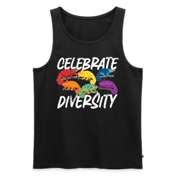 Chameleon Celebrate Diversity - Männer Premium Bio Tank Top - Schwarz - Vorne - AI Model Male 178 light (178cm)