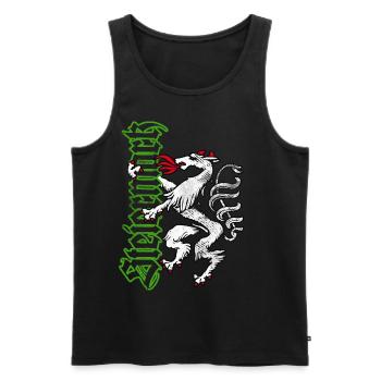 Steiermark T-Shirt Retro Panther Wappen - Männer Premium Bio Tank Top - Schwarz - Vorne - Michal (187cm)