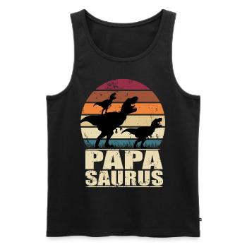 Papasaurus T-Rex Dinosaure Famille Dino Père - Débardeur bio Premium Homme - noir - Devant - Michal (187cm)