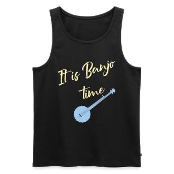 Banjo Vintage Bluegrass joueur de musique cadeau - Débardeur bio Premium Homme - noir - Devant - AI Model Male 178 light (178cm)