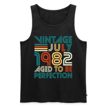 Vintage Perfektion im Juli 1982 - Männer Premium Bio Tank Top - Schwarz - Vorne - Michal (187cm)
