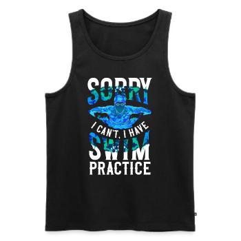 Swimmer Sorry Swim Practice - Men's Premium Organic Tank Top - black - Front - AI Model Male 178 light (178cm)