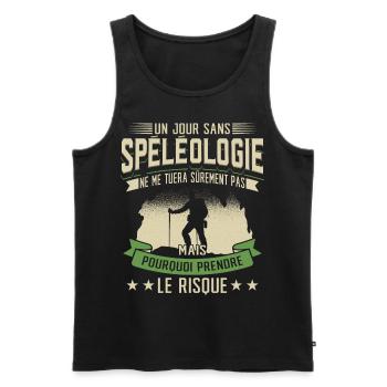 Spéléologie Humour Spéléologue - Débardeur bio Premium Homme - noir - Devant - Michal (187cm)