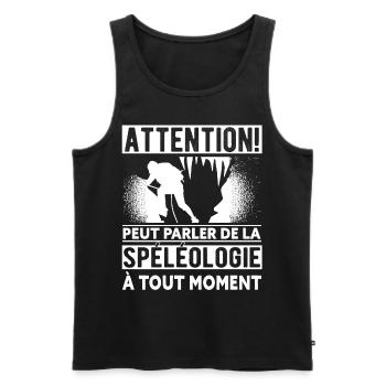Spéléologie Humour Spéléologue - Débardeur bio Premium Homme - noir - Devant - Michal (187cm)