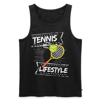 tennis / Tennis / Tennis spieler / Tennis Spielen - Männer Premium Bio Tank Top - Schwarz - Vorne - AI Model Male 178 light (178cm)