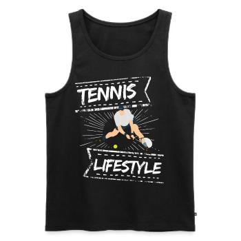 tennis / Tennis / Tennis spieler / Tennis Spielen - Männer Premium Bio Tank Top - Schwarz - Vorne - AI Model Male 178 light (178cm)
