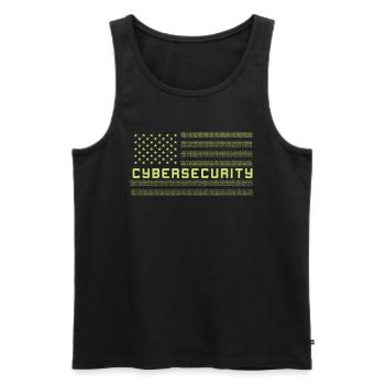 CYBERSECURITY Cybersecurity US Flag - Débardeur bio Premium Homme - noir - Devant - AI Model Male 178 light (178cm)