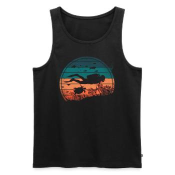 Scuba Diving Diver Vintage Retro - Männer Premium Bio Tank Top - Schwarz - Vorne - Michal (187cm)