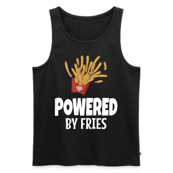 Powered By Pommes Junk Food - Männer Premium Bio Tank Top - Schwarz - Vorne - Michal (187cm)