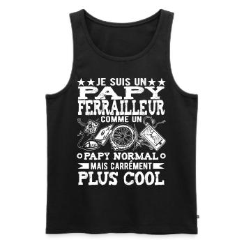 Papy Ferrailleur Humour Ferraille - Débardeur bio Premium Homme - noir - Devant - AI Model Male 178 light (178cm)