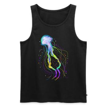 Colorful Ocean Jellyfish - Psychedelic Jellyfish - Men's Premium Organic Tank Top - black - Front - AI Model Male 178 light (178cm)