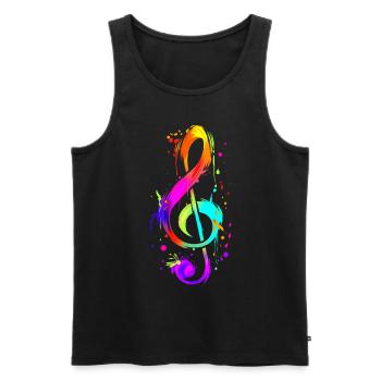 Musiciens colorés clé hippie - Débardeur bio Premium Homme - noir - Devant - Michal (187cm)