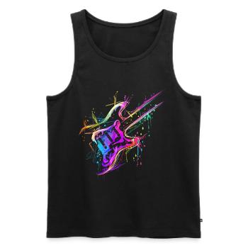 Bunte Musiker Bass E-Gitarre - Männer Premium Bio Tank Top - Schwarz - Vorne - Michal (187cm)