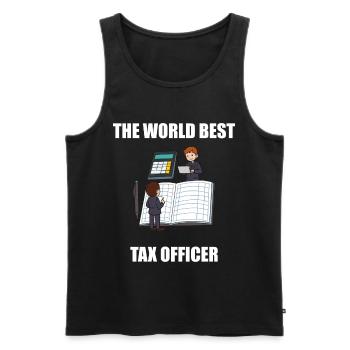 Comptable Inspecteur des impôts The World Best Tax Officer - Débardeur bio Premium Homme - noir - Devant - AI Model Male 178 light (178cm)