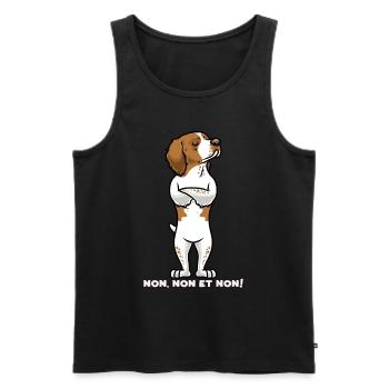 Chien Épagneul breton Têtu - Débardeur bio Premium Homme - noir - Devant - Michal (187cm)