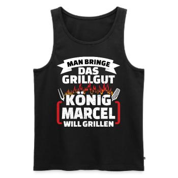 Marcel Grill König - Männer Premium Bio Tank Top - Schwarz - Vorne - AI Model Male 178 light (178cm)