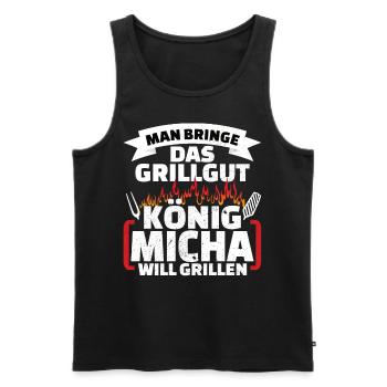 Micha Grill König - Männer Premium Bio Tank Top - Schwarz - Vorne - AI Model Male 178 light (178cm)