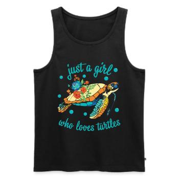 Just A Girl Who Loves Tortue tortue - Débardeur bio Premium Homme - noir - Devant - AI Model Male 178 light (178cm)