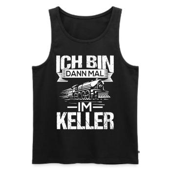 Ich bin dann mal im Keller zug lokführer - Männer Premium Bio Tank Top - Schwarz - Vorne - AI Model Male 178 light (178cm)