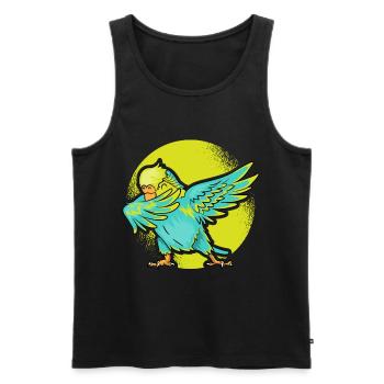 Perruche dabbing oiseau Nymphenssittich - Débardeur bio Premium Homme - noir - Devant - AI Model Male 178 light (178cm)