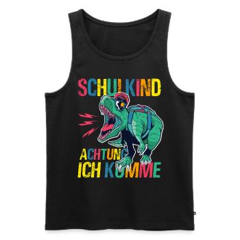 Schulkind Achtung Ich Komme - Dino Schulanfang - Männer Premium Bio Tank Top - Schwarz - Vorne - Michal (187cm)