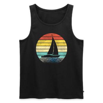 Sailing Sailboat Retro Vintage - Débardeur bio Premium Homme - noir - Devant - Michal (187cm)