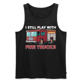 Firefighter I still play with Fire Trucks - Men's Premium Organic Tank Top - black - Front - Michal (187cm)