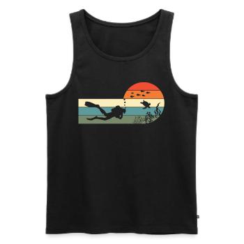 Scuba Diving Vintage Retro Diver - Männer Premium Bio Tank Top - Schwarz - Vorne - Michal (187cm)